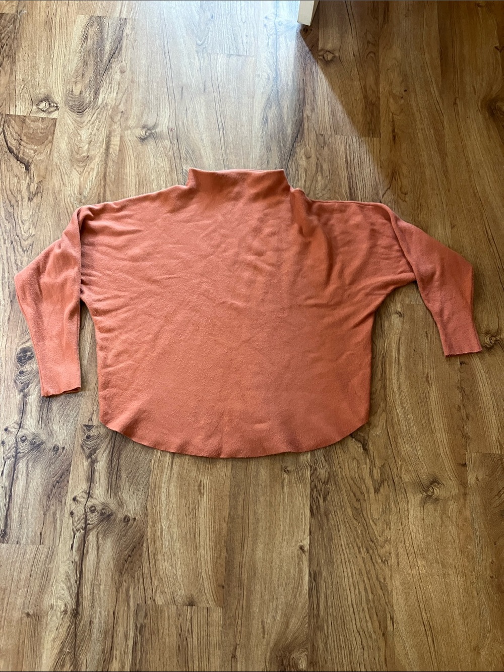 Vila Milano large orange terracotta sweater batwing funnel neck